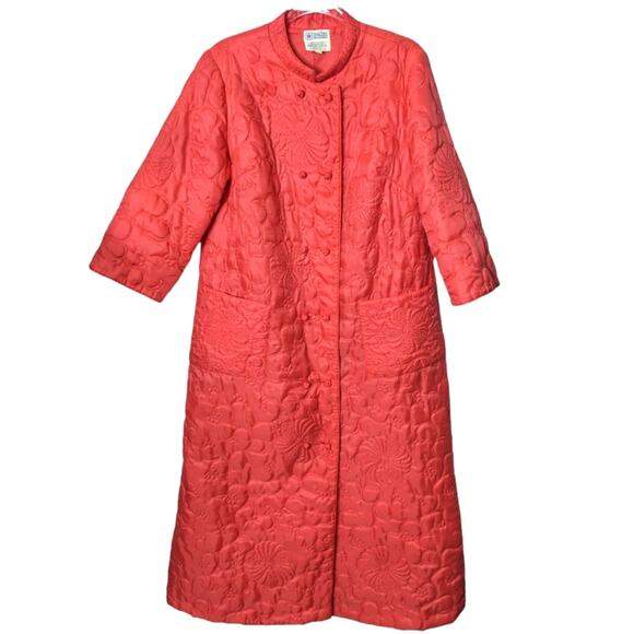 Vintage 50's 60's Macy's Marchioness Maxi Pink Quilted Robe Dressing Coat - Picture 1 of 9